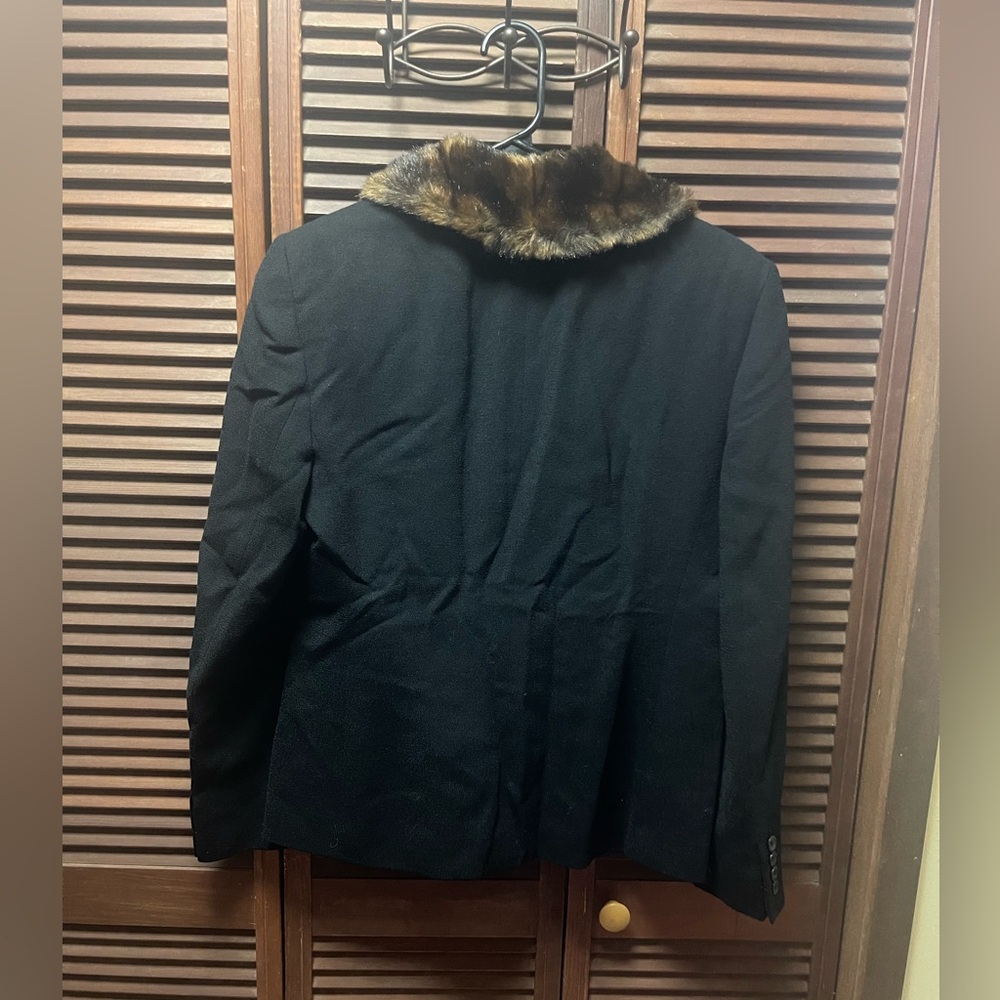 Vintage Ralph Lauren Women’s Size 6 Lined Jacket Black Faux Fur Collar 100% WOOL - Picture 4 of 6